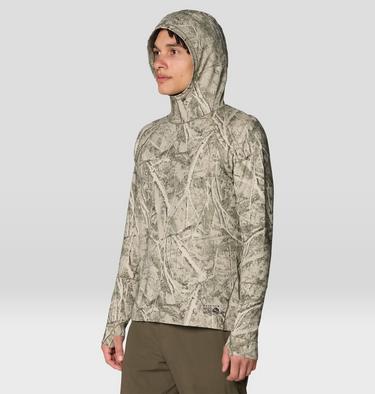 Men's Butter Up Long Sleeve Hoody, Color: Stone Green Treecover Print, image 12
