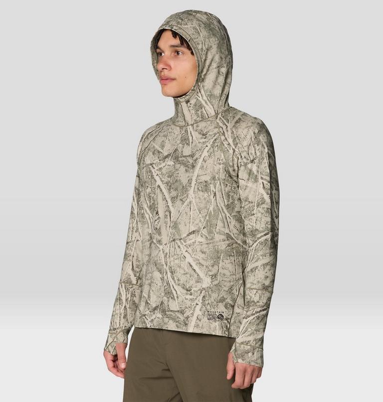 Men's Butter Up Long Sleeve Hoody, Color: Stone Green Treecover Print, image 4