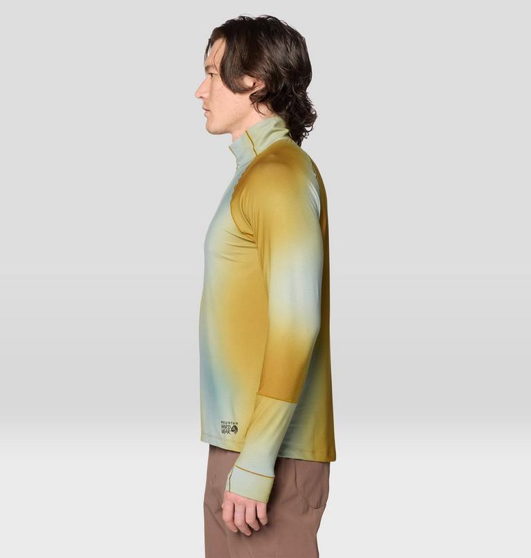 Men's Butter Up Long Sleeve Half Zip, Color: Olive Gold Ombre Print, image 3