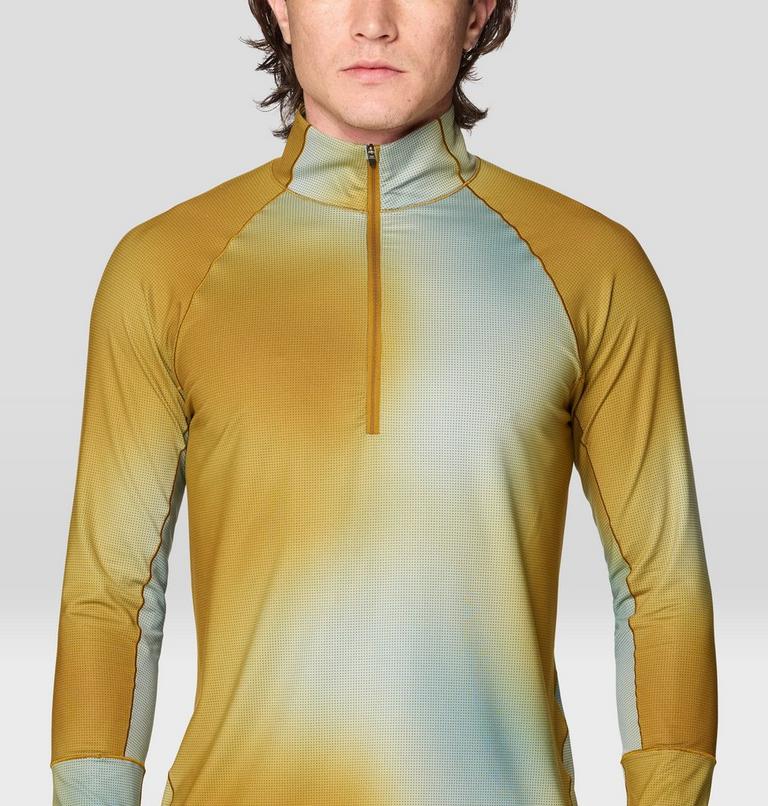 Men's Butter Up Long Sleeve Half Zip, Color: Olive Gold Ombre Print, image 4