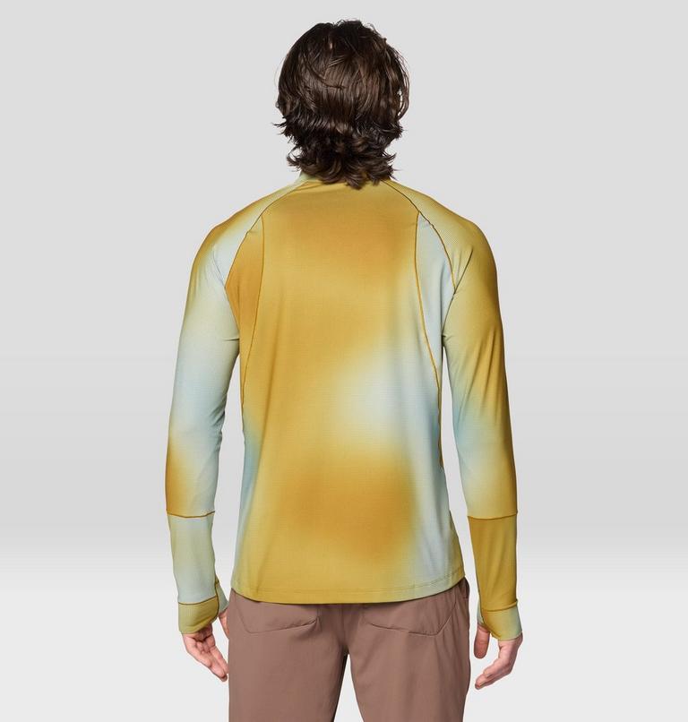 Men's Butter Up Long Sleeve Half Zip, Color: Olive Gold Ombre Print, image 2