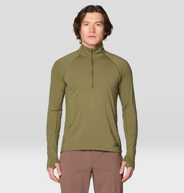 Men's Butter Up Long Sleeve Half Zip, Color: Combat Green, image 3