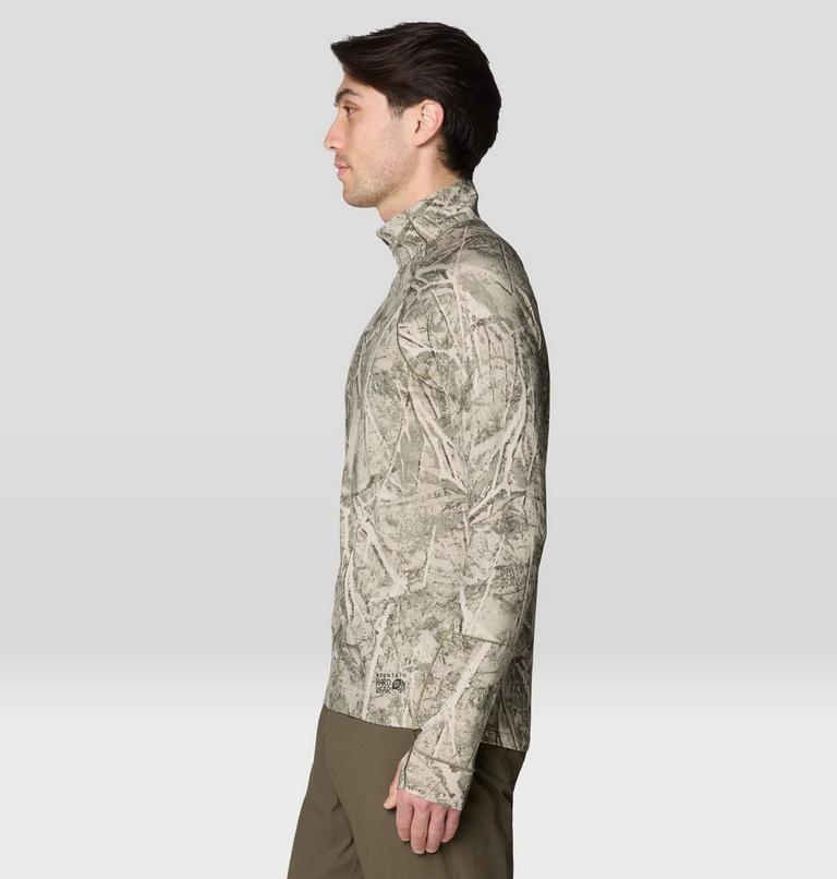 Men's Butter Up Long Sleeve Half Zip, Color: Stone Green Treecover Print, image 3