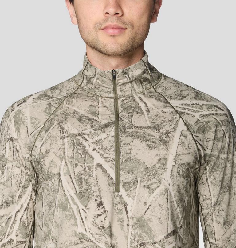 Men's Butter Up Long Sleeve Half Zip, Color: Stone Green Treecover Print, image 4
