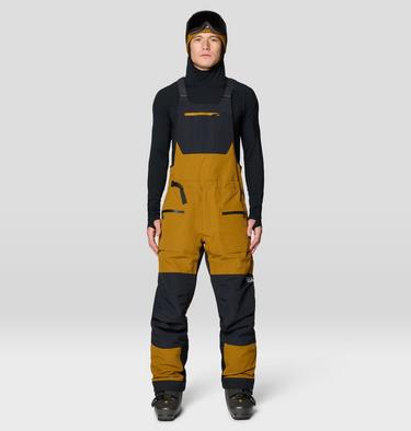 Men's First Tracks Bib, Color: Olive Gold, Black, image 1