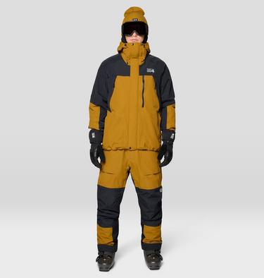 Men's First Tracks Bib, Color: Olive Gold, Black, image 2