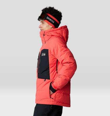 Men's First Tracks Down Jacket, Color: Solar Pink, Black, image 3