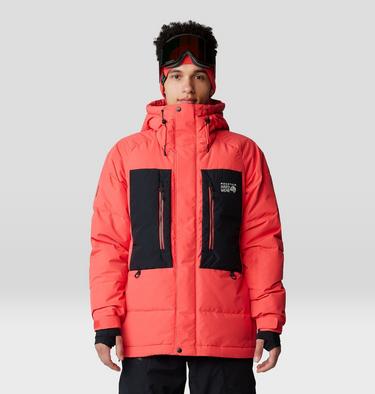 Men's First Tracks Down Jacket, Color: Solar Pink, Black, image 1