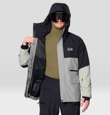 Men's First Tracks Jacket, Color: Wet Stone, White Sage, Black, image 4