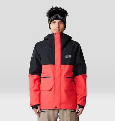 Men's First Tracks Jacket, Color: Solar Pink, Black, image 5