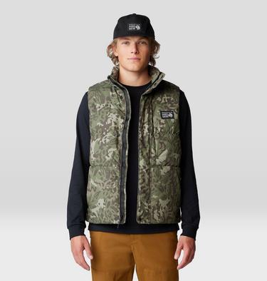 Men's Nevadan Down Vest, Color: Stone Green Forests Floor Print, image 1
