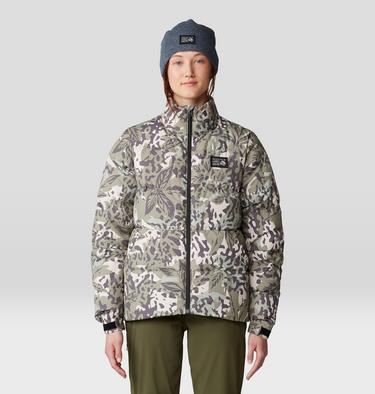 Women's Nevadan Down Jacket, Color: Mantis Green Forests Floor Print, image 5