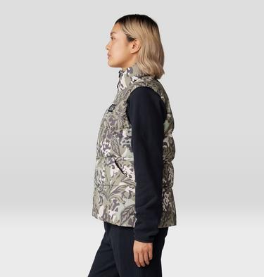 Women's Nevadan Down Vest, Color: Mantis Green Forests Floor Print, image 3
