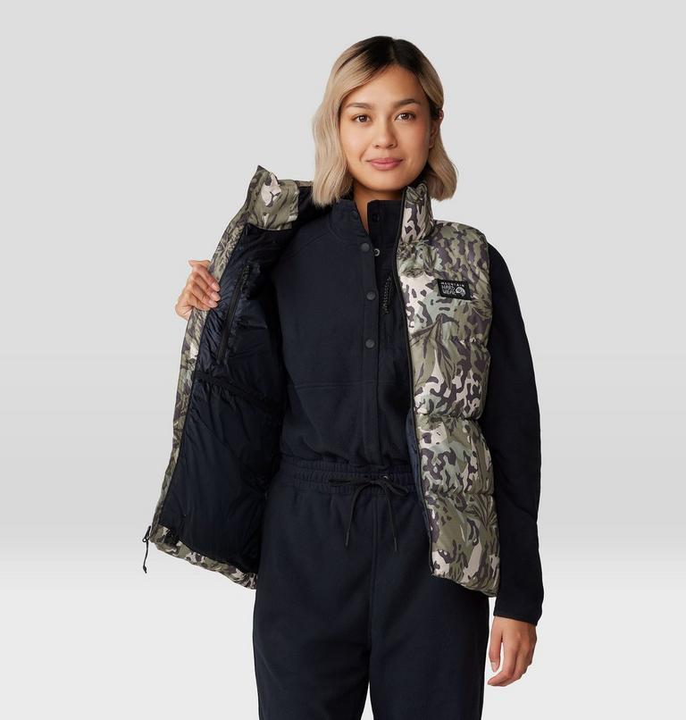 Women's Nevadan Down Vest, Color: Mantis Green Forests Floor Print, image 7