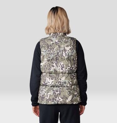 Women's Nevadan Down Vest, Color: Mantis Green Forests Floor Print, image 2