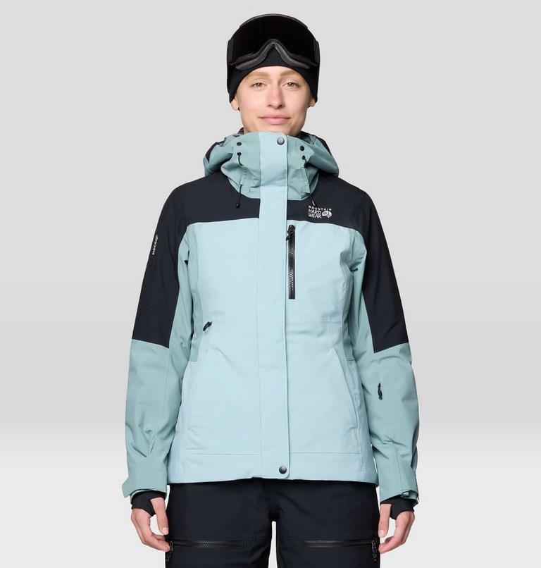 Women's Powder Maven Jacket, Color: Ice Shadow, Blue Sage, Black, image 1