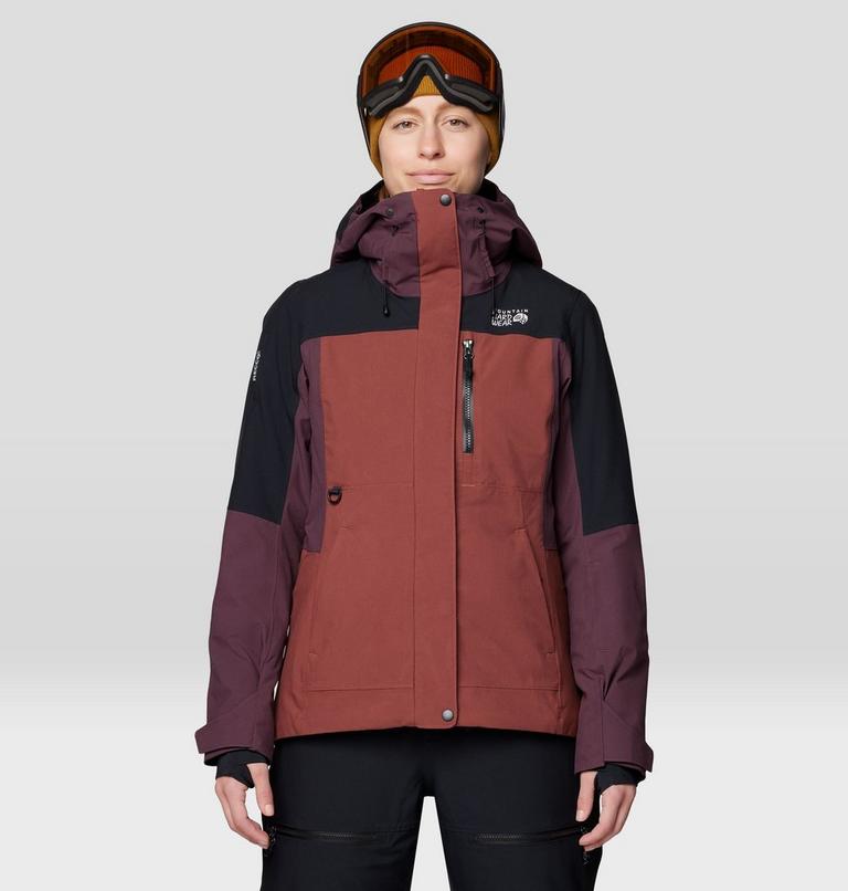 Women's Powder Maven Jacket, Color: Bourbon Brown, Blackberry, Black, image 1