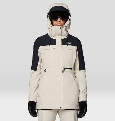 Women's Powder Maven Parka, Color: Fossil, Black, image 12