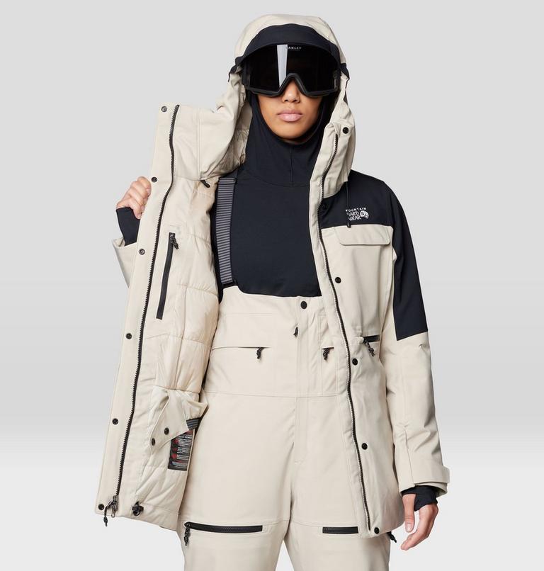 Women's Powder Maven Parka, Color: Fossil, Black, image 5