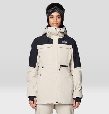 Women's Powder Maven Parka, Color: Fossil, Black, image 9