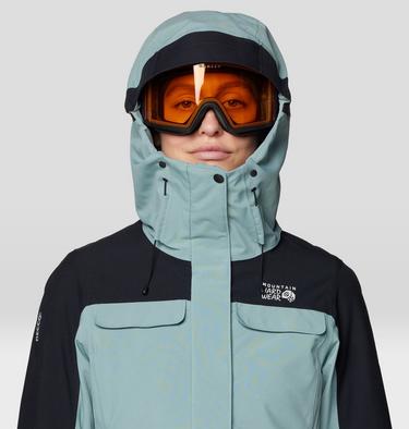 Women's Powder Maven Parka, Color: Blue Sage, Black, image 4