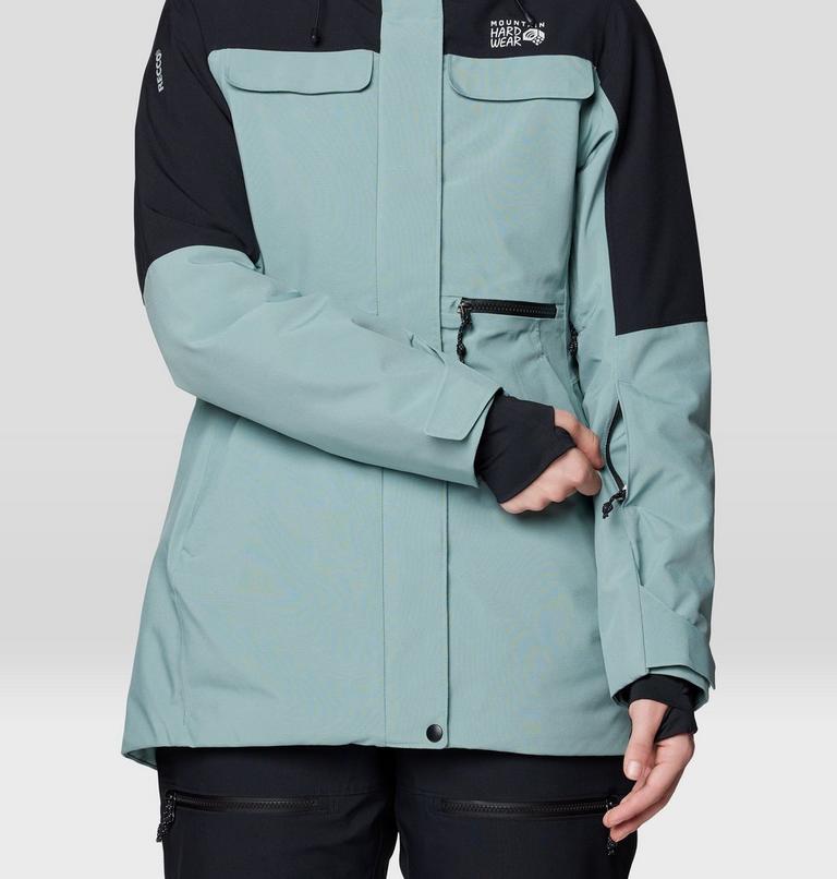 Women's Powder Maven Parka, Color: Blue Sage, Black, image 10