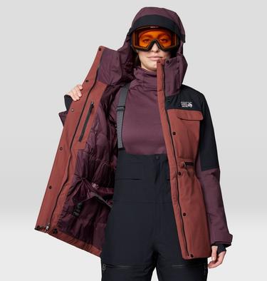 Women's Powder Maven Parka, Color: Bourbon Brown, Blackberry, Black, image 8