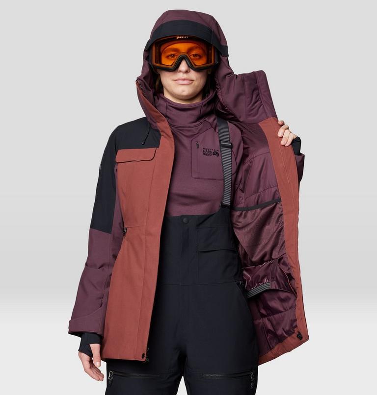 Women's Powder Maven Parka, Color: Bourbon Brown, Blackberry, Black, image 5