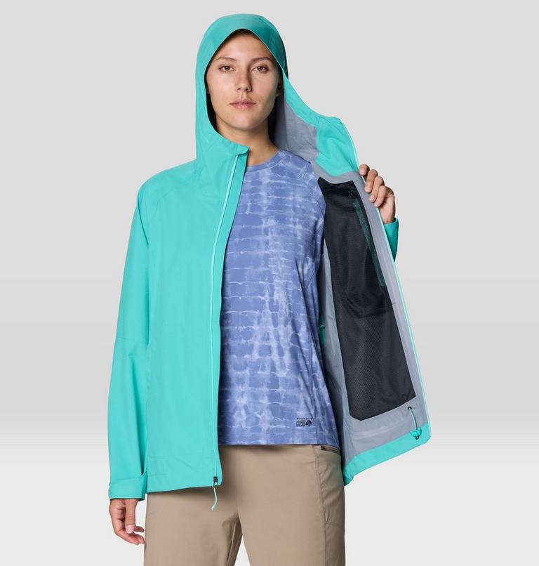 Women's Stretch Ozonic Rain Jacket, Color: Aqua Marina, image 12