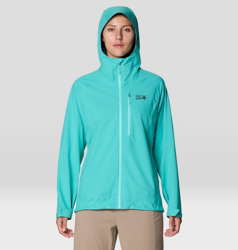 Women's Stretch Ozonic Rain Jacket, Color: Aqua Marina, image 1