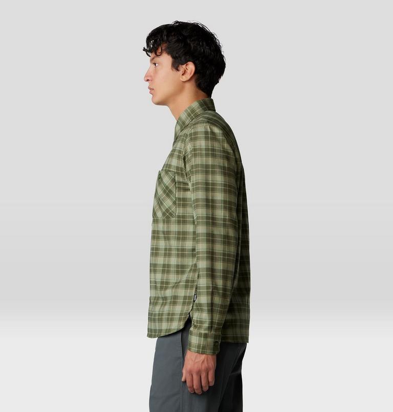Men's Voyager One Long Sleeve Flannel, Color: Surplus Green Trad Plaid, image 3