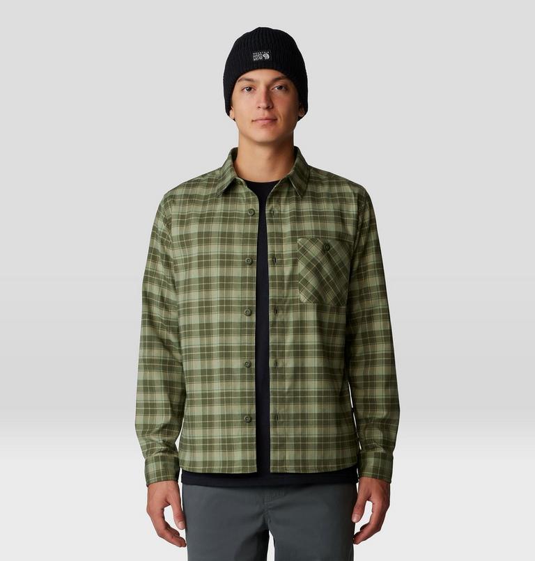 Men's Voyager One Long Sleeve Flannel, Color: Surplus Green Trad Plaid, image 5