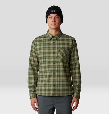 Men's Voyager One Long Sleeve Flannel, Color: Surplus Green Trad Plaid, image 9