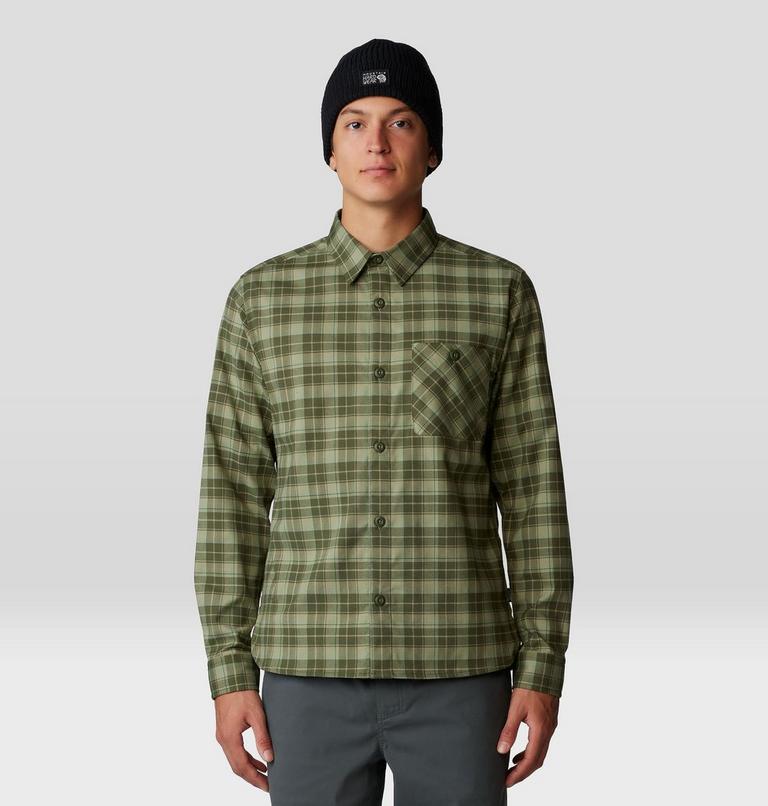 Men's Voyager One Long Sleeve Flannel, Color: Surplus Green Trad Plaid, image 1