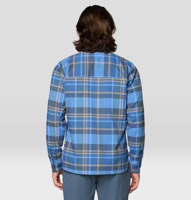Men's Voyager One Long Sleeve Flannel, Color: Moon Blue Amsterdam Plaid, image 6