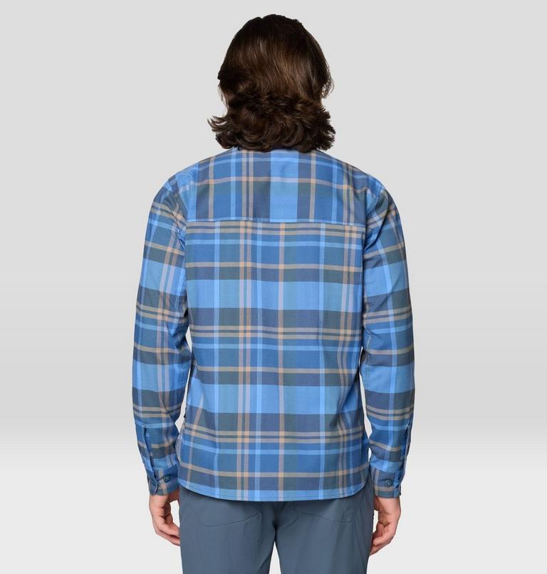 Men's Voyager One Long Sleeve Flannel, Color: Moon Blue Amsterdam Plaid, image 2
