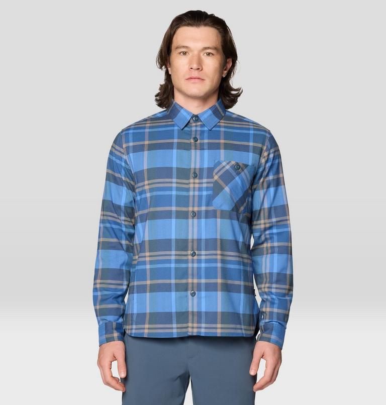Men's Voyager One Long Sleeve Flannel, Color: Moon Blue Amsterdam Plaid, image 1