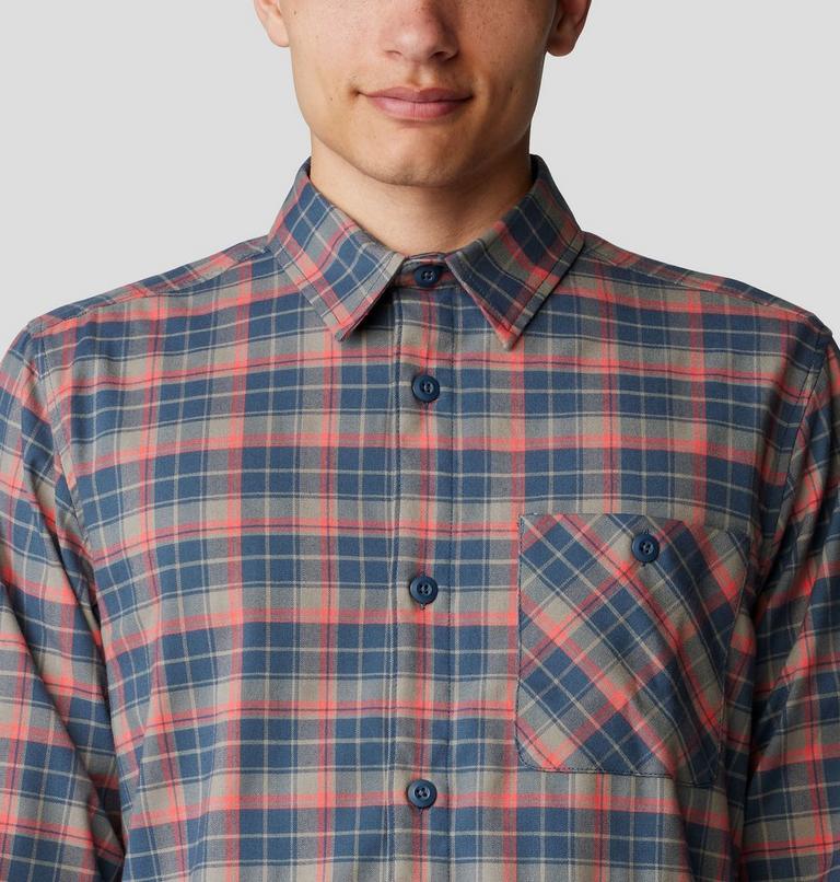Men's Voyager One Long Sleeve Flannel, Color: Moon Blue Trad Plaid, image 4