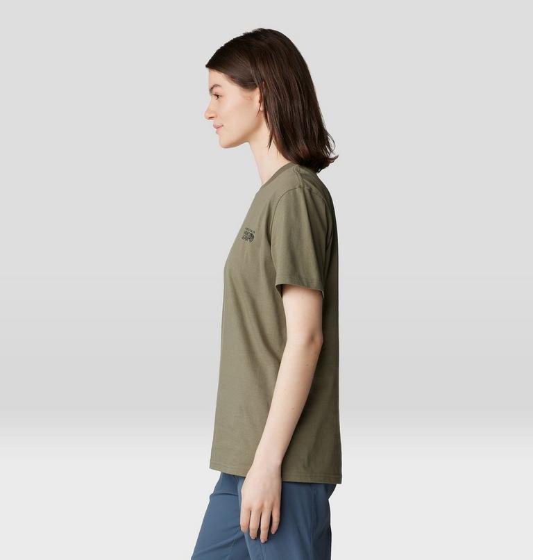 Women's MHW Logo Box Short Sleeve, Color: Stone Green, image 3
