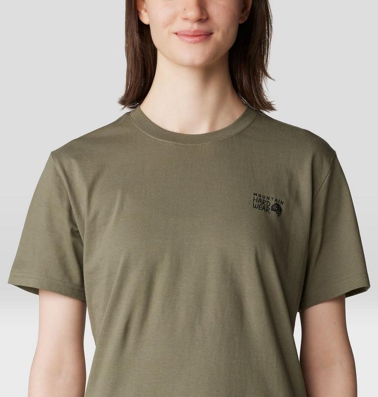 Women's MHW Logo Box Short Sleeve, Color: Stone Green, image 4