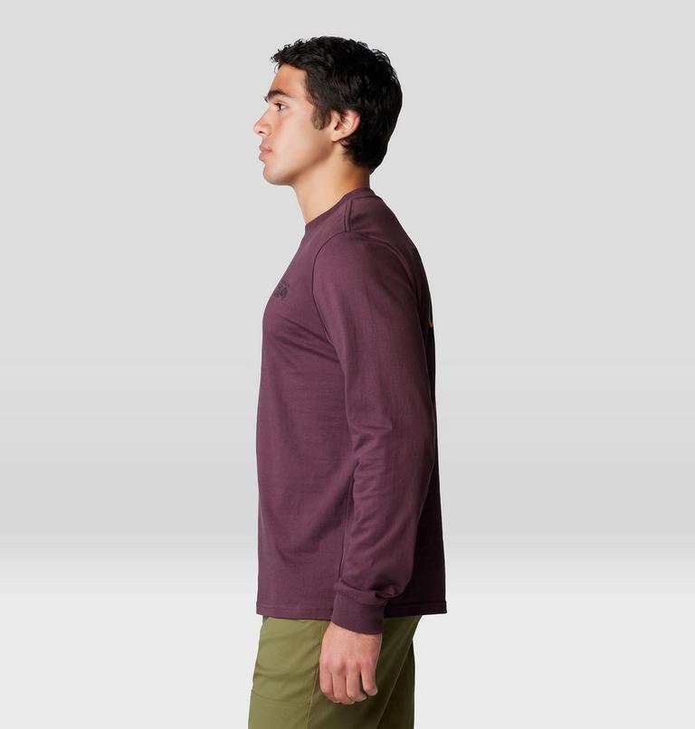 Men's MHW Box Logo Long Sleeve, Color: Blackberry, image 3
