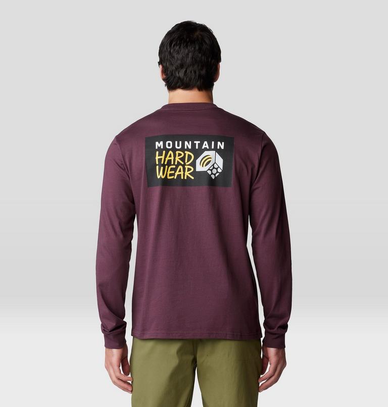 Men's MHW Box Logo Long Sleeve, Color: Blackberry, image 2