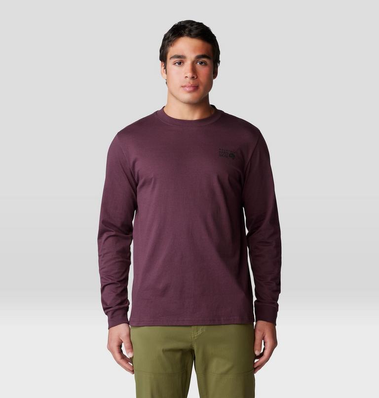 Men's MHW Box Logo Long Sleeve, Color: Blackberry, image 1