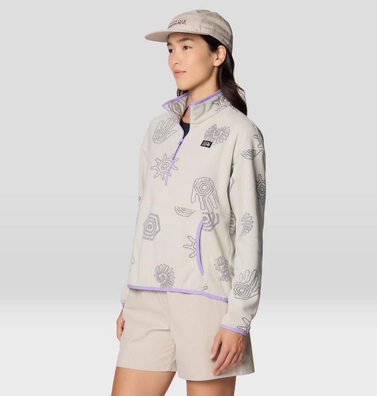 Women's Microchill Pullover, Color: Oyster Shell Screens Print, image 4