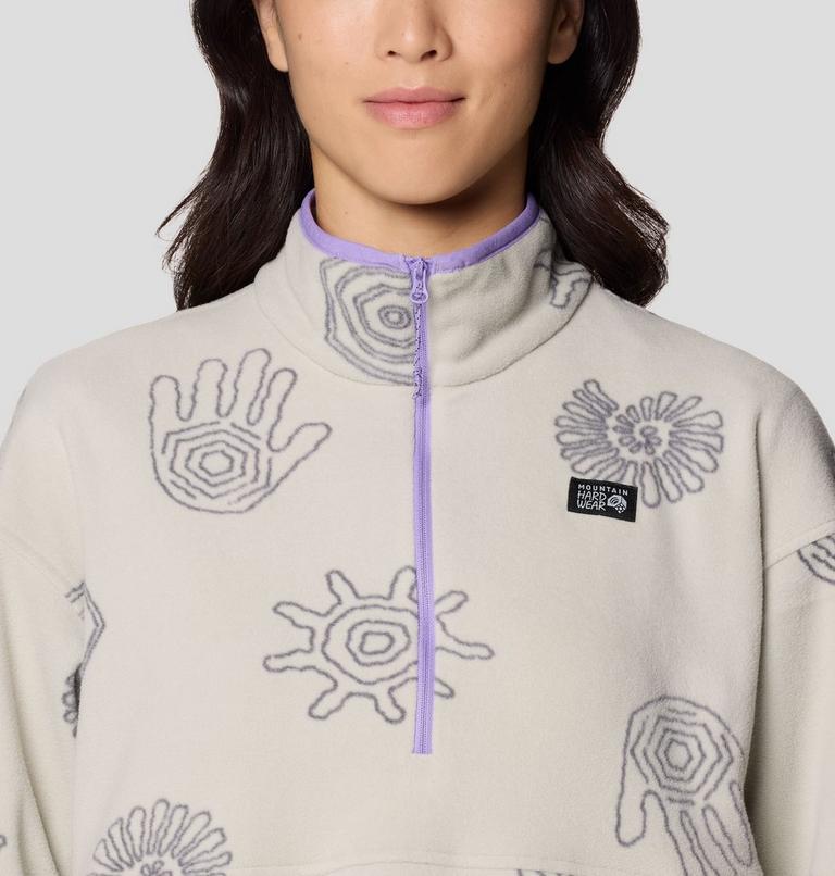 Women's Microchill Pullover, Color: Oyster Shell Screens Print, image 5