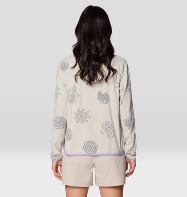 Women's Microchill Pullover, Color: Oyster Shell Screens Print, image 18