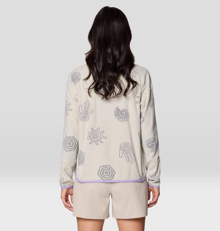 Women's Microchill Pullover, Color: Oyster Shell Screens Print, image 2