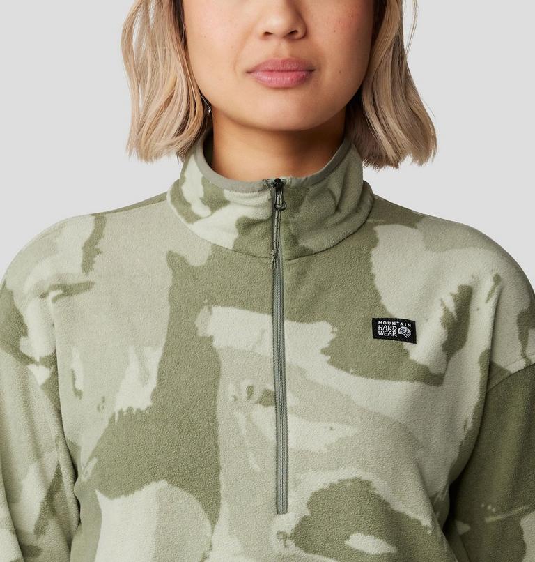 Women's Microchill Pullover, Color: Green Fade Snowdrifts Print, image 4