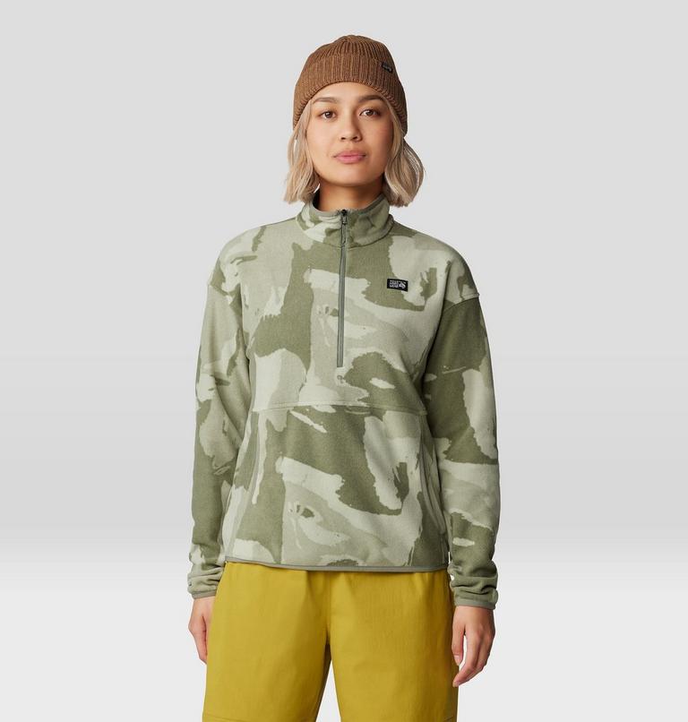 Women's Microchill Pullover, Color: Green Fade Snowdrifts Print, image 5