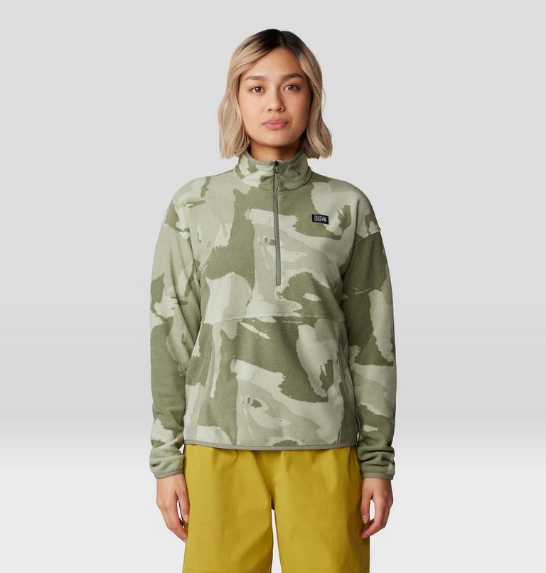 Women's Microchill Pullover, Color: Green Fade Snowdrifts Print, image 6